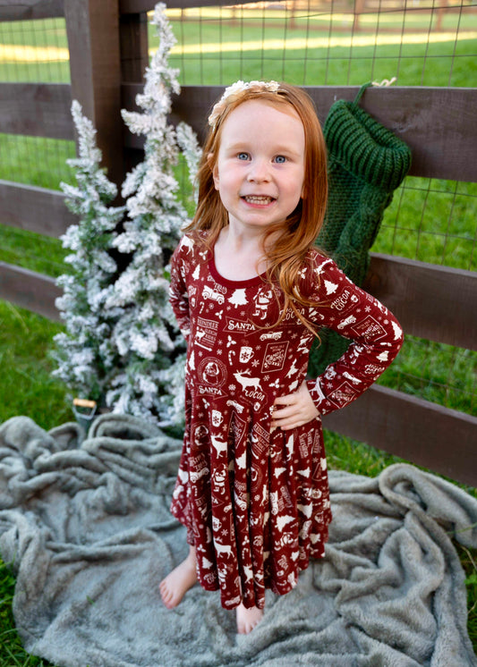 Vintage Christmas Twirl Dress